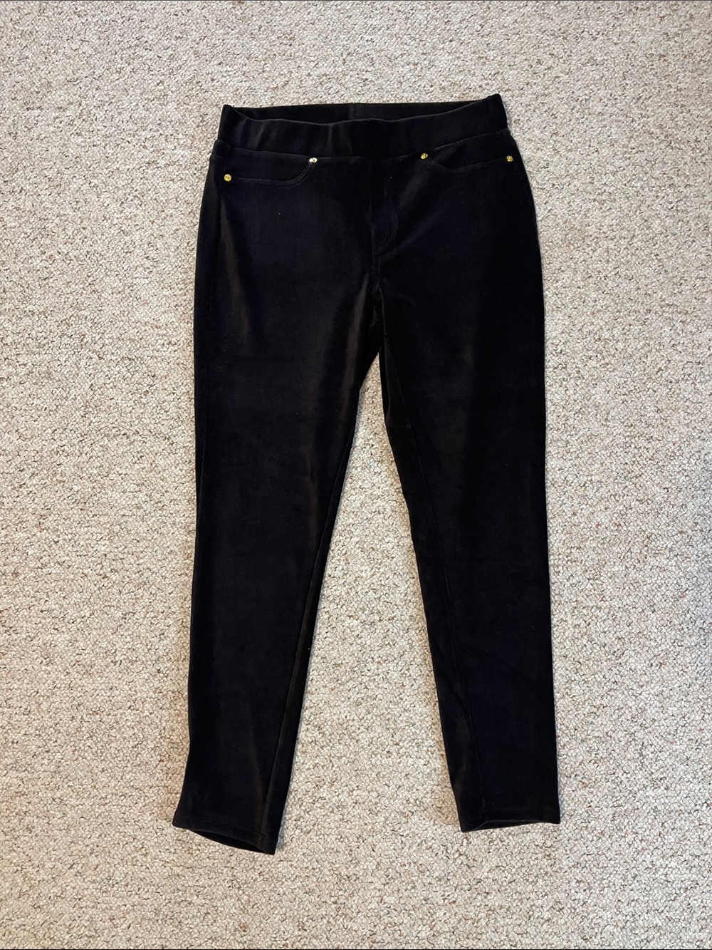 Michael Kors Black Velvet Skinny Pull-On Pants